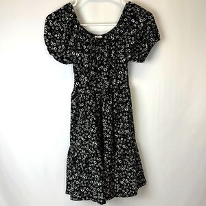 Zara Girls Black and White Puff Sleeve Sundress Size 13-14 164cm